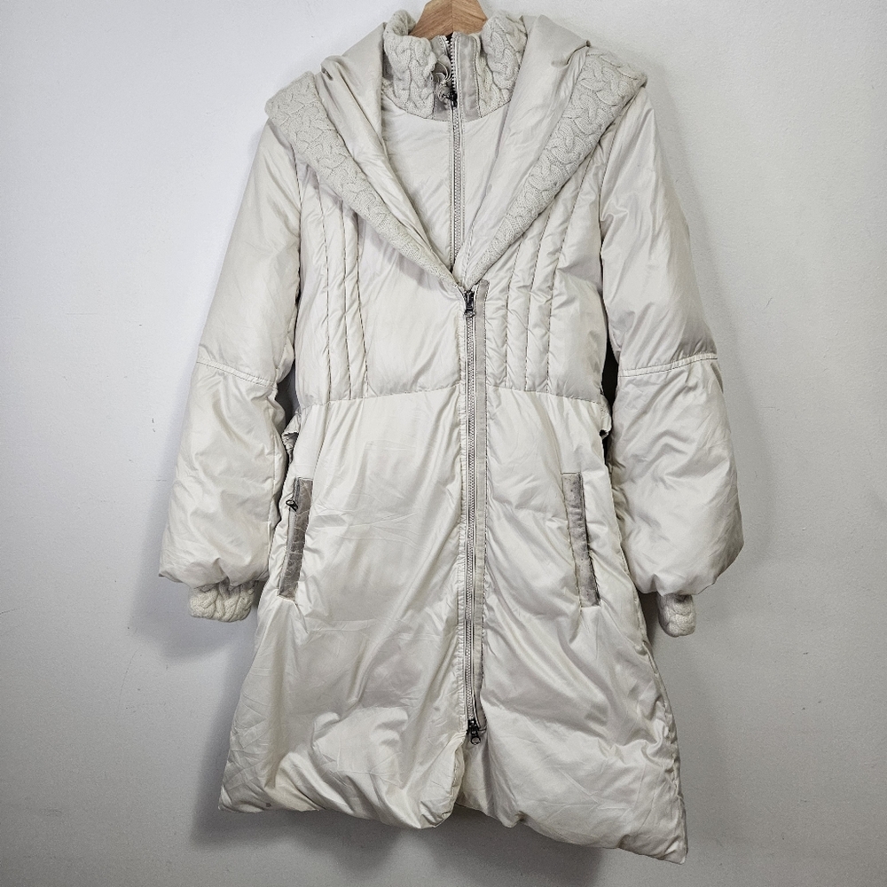 Mackage Long Down Puffer Coat Jacket S Cream Off White